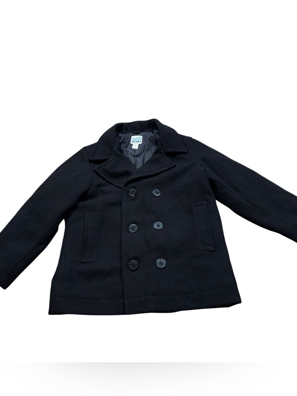 Boys Old Navy Double Breasted Black Wool Pea Cot Size Small 6-7